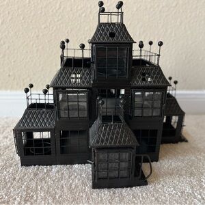 YANKEE CANDLE 2007 Haunted House Tea Light METAL Mansion Manor Black HUGE RARE
